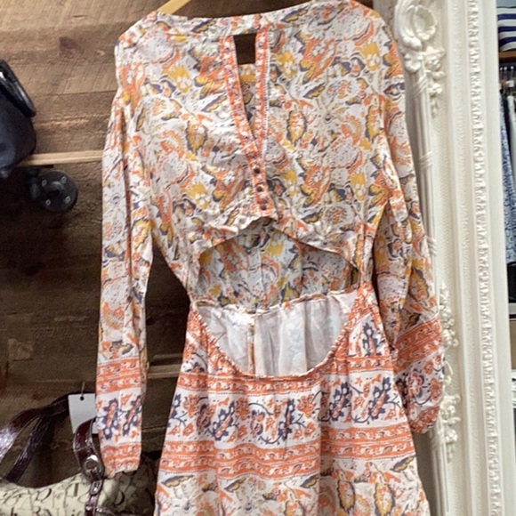 NWT Free People Sun Print Cut Out Dress Size Medium - Picture 5 of 11